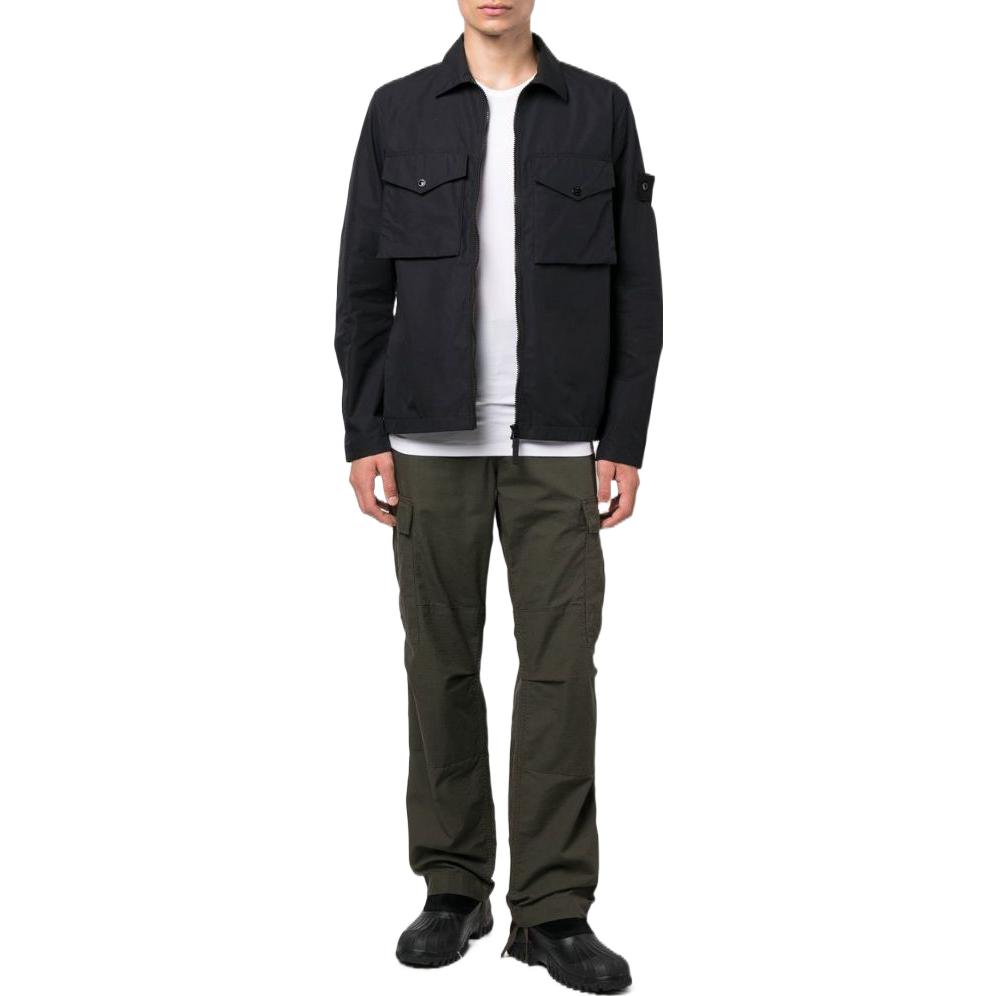 Stone Island Ghost Pieces Black Logo Collared Shirt Jacket Men’s Black 7715116F1-V0029 圖 3
