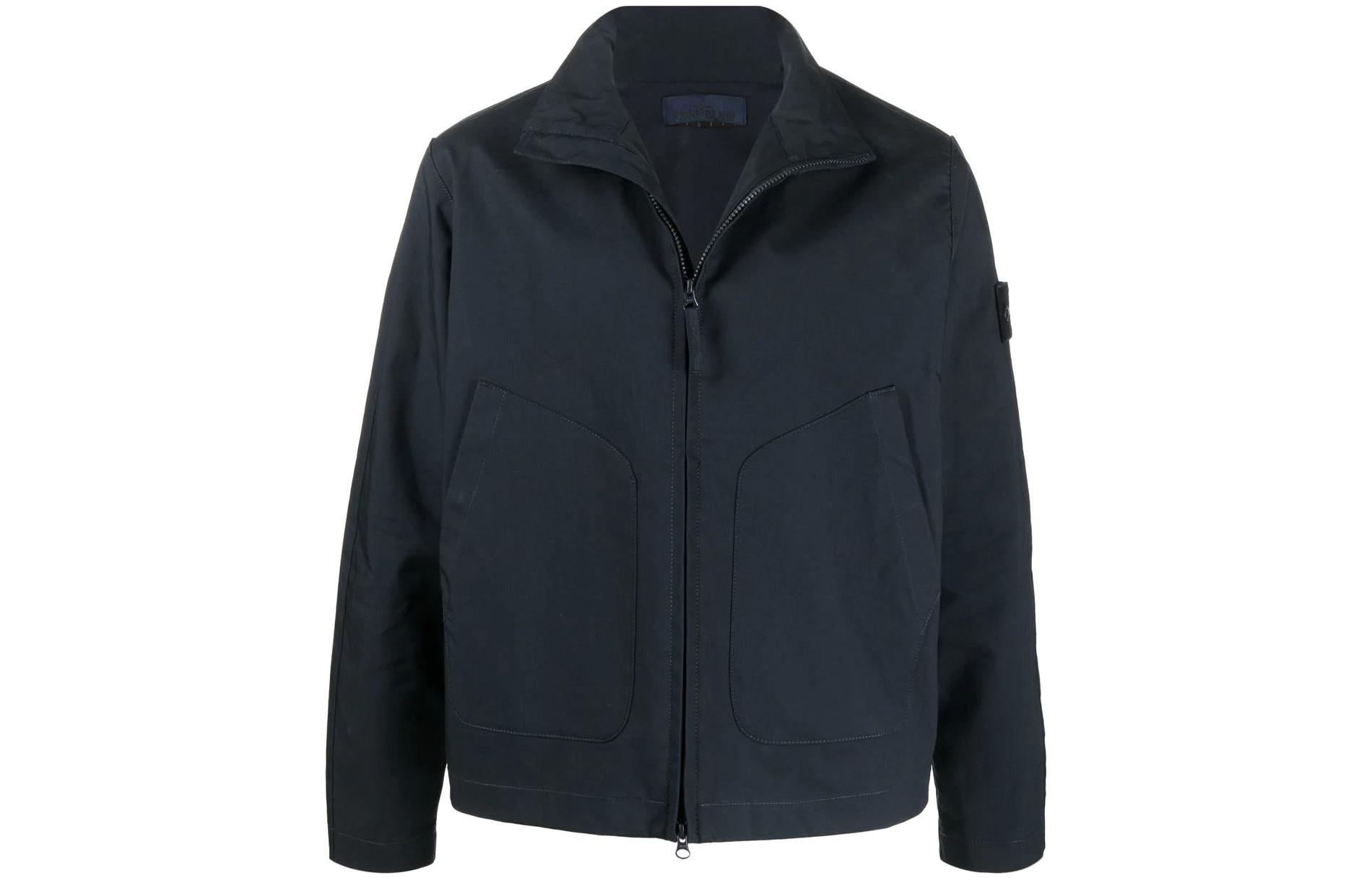 Stone Island Ghost Pieces Compass Patch Turtleneck Jacket Navy Blue Men’s 7615422F1-V0020