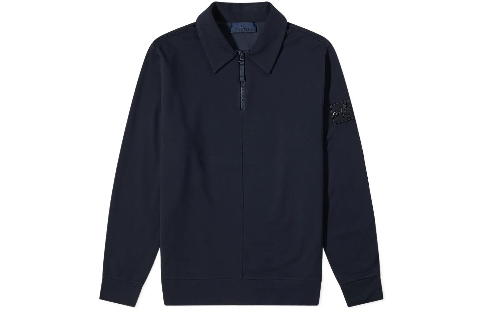 Stone Island Ghost Pieces Half-Zip Collar Jacket Navy Blue Men’s Black Label 7615629F3-V0020