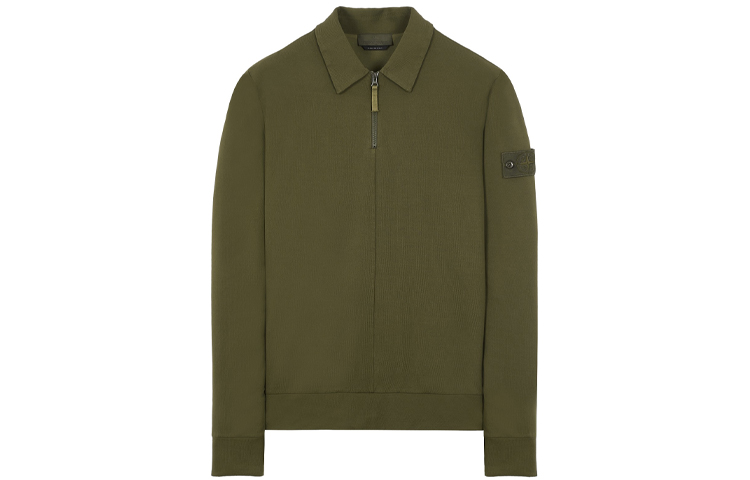 Stone Island Ghost Pieces Half-Zip Pullover Sweatshirt Military Green 7615629F3-V0054