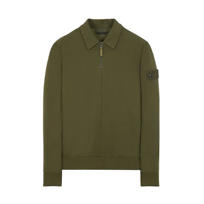 Stone Island Ghost Pieces Half-Zip Pullover Sweatshirt Military Green 7615629F3-V0054