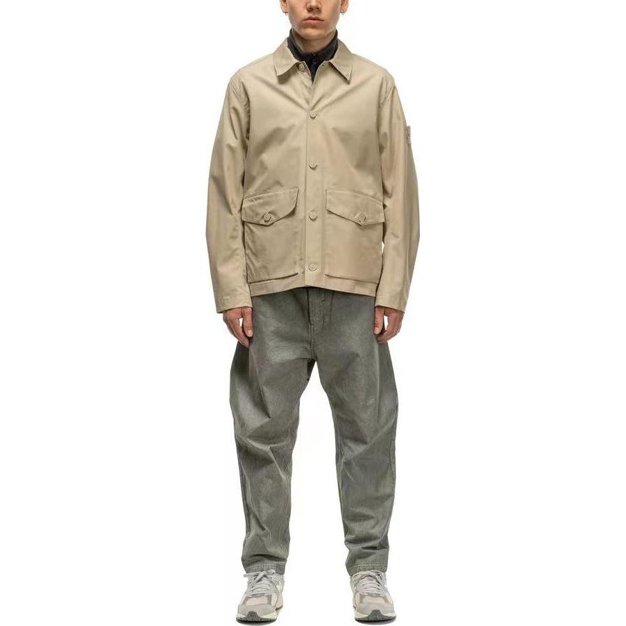 Shop 스톤아일랜드 고스트 피스 카키 긴팔 오버셔츠 재킷 남성 캐주얼웨어. 7815437F1-V0090