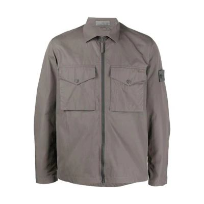 Stone Island Ghost Pieces Logo Polo Jacket Smoke Gray Mix - Shirt Style 7715116F1-V0067