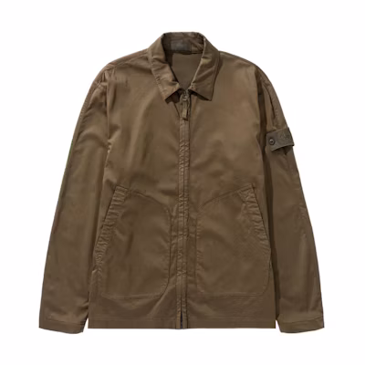 Stone Island Ghost Pieces Lyocell Satin Shirt Jacket Military Green 7615112F2-V0054