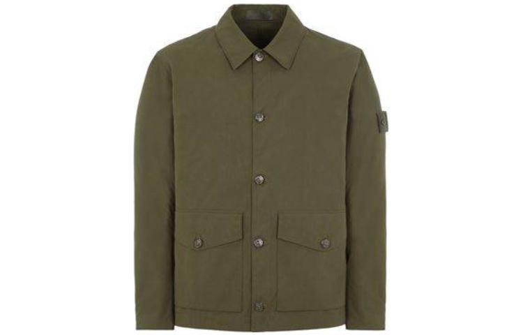 Stone Island Ghost Pieces Military Green Long Sleeve Jacket with Pockets 7815437F1-V0054