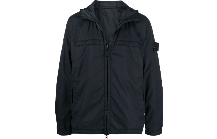 Stone Island Ghost Pieces Navy Blue Logo Patch Zip Jacket - Outerwear 7415441F1-V0020
