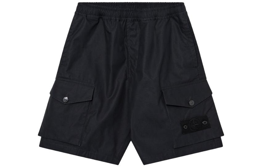 STONE ISLAND Ghost Pieces SS23 Black Label Cargo Shorts Black Mens Casual Wear 7815L02F1-V0029