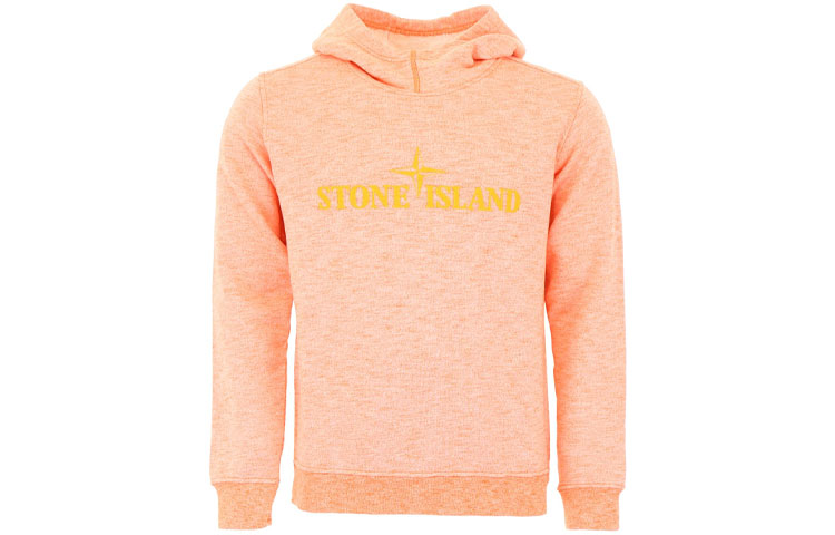 STONE ISLAND Ghost Pieces Unisex Orange Hoodie with Embroidered Logo. 701565438-V0F32