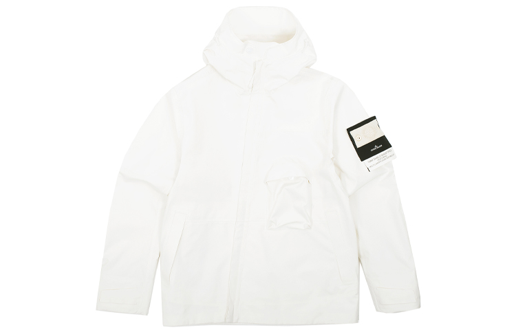 Stone Island Ghost Pieces White Label Logo Multi-Pocket Softshell Windbreaker White 6815426F1-V0099