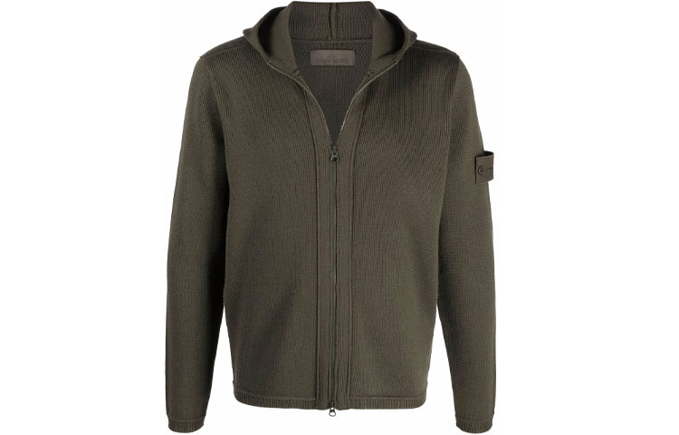 Stone Island Ghost Series Logo Hoodie Jacket - Military Green 7515574FA-V0054