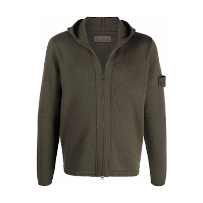 Stone Island Ghost Series Logo Hoodie Jacket - Military Green 7515574FA-V0054