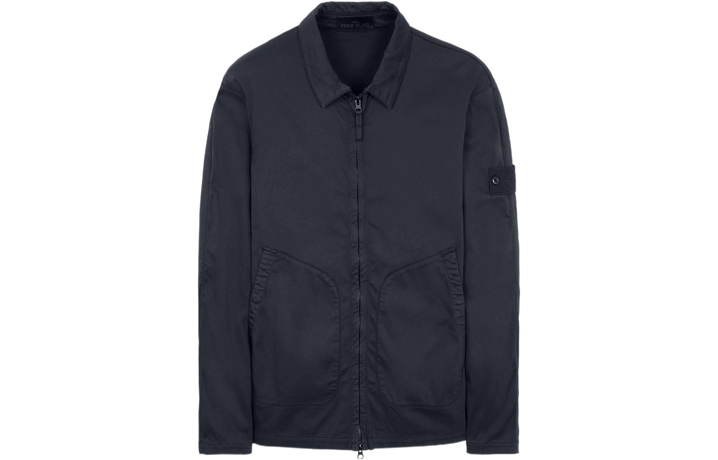 Stone Island Ghost Series Lyocell Satin Shirt Jacket Navy Blue 7615112F2-V0020