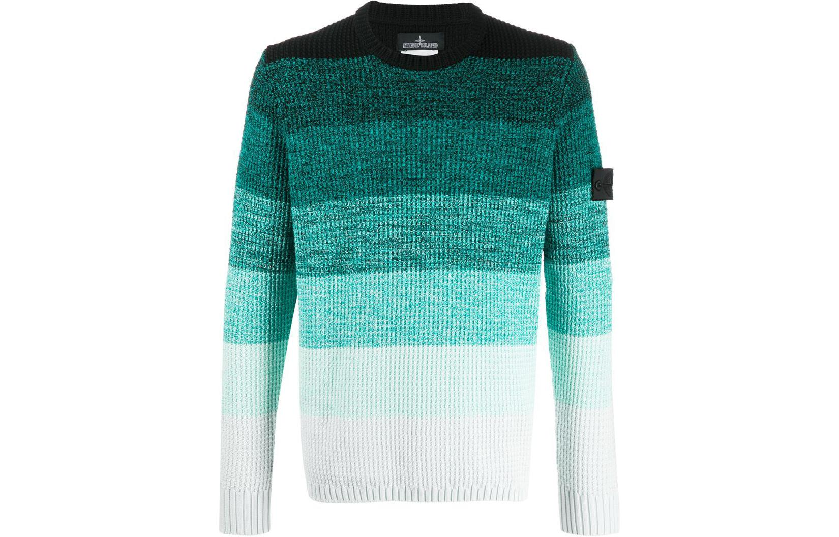 STONE ISLAND Gradient Effect Crewneck Knit Sweater Green 7219507A4-V0056