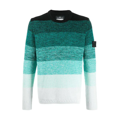 STONE ISLAND Gradient Effect Crewneck Knit Sweater Green 7219507A4-V0056
