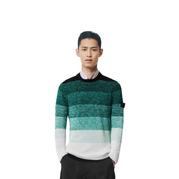 Details for ストーンアイランド グラデーション クルーネック ニット セーター グリーン 7219507A4-V0056
