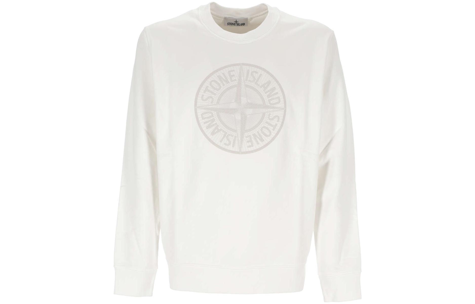 Stone Island Graphic Crewneck Pullover Sweatshirt White 791566559-V0001