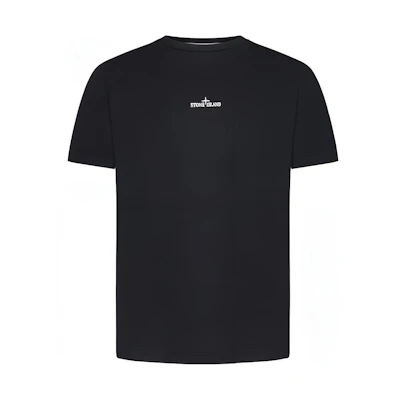 Stone Island Graphic Print Black Crew Neck Short Sleeve T-Shirt for Men 79152NS82-V0029