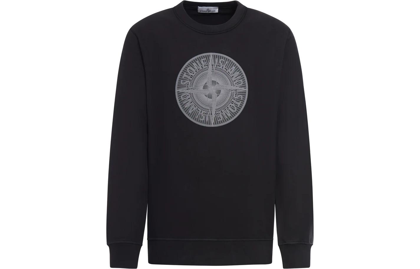 Stone Island Graphic Print Crewneck Long-Sleeve Sweatshirt Black 791566559-V0029