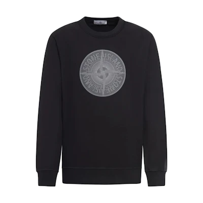 Stone Island Graphic Print Crewneck Long-Sleeve Sweatshirt Black 791566559-V0029