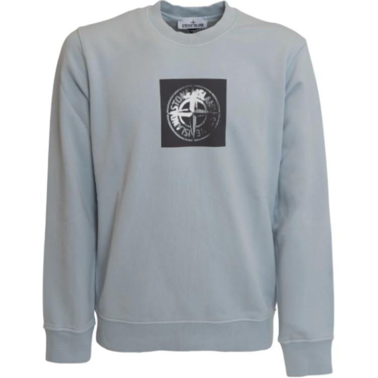 Stone Island Graphic Print Crewneck Pullover Long Sleeve Sweatshirt Grey Mens 801566559-V0041