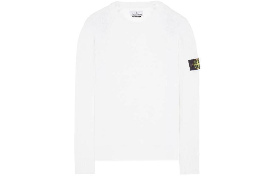 Stone Island Graphic Print Crewneck Pullover Sweatshirt White Men 8015504B0-V0001