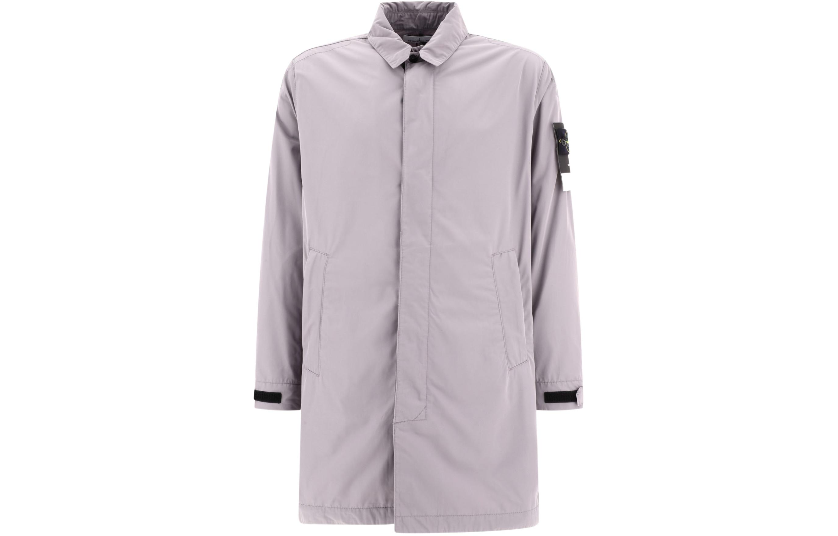 Stone Island Gray-Purple Zip-Up Jacket with Collar 801570526-V0092