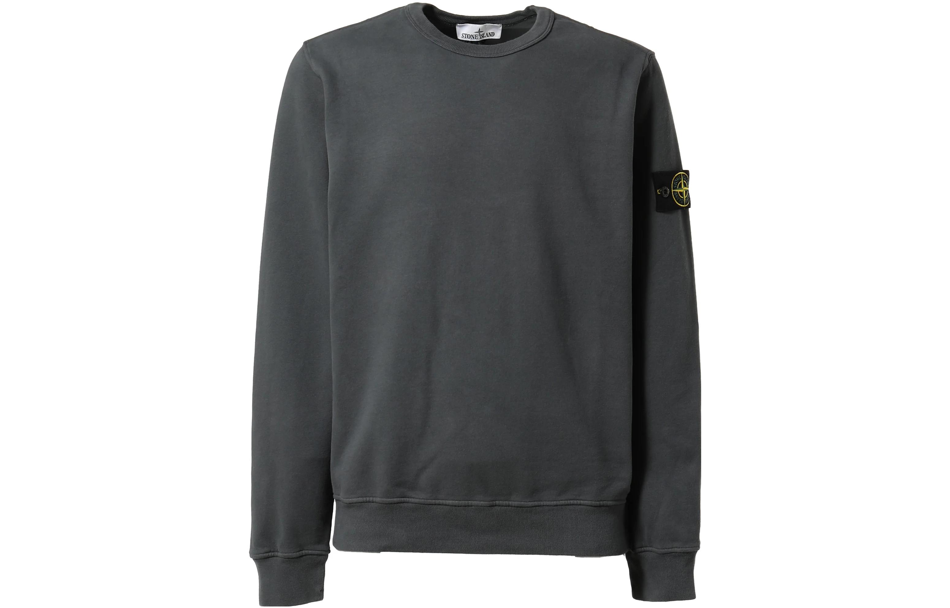 Stone Island Gray Crewneck Pocket Sweatshirt Long Sleeve Solid Color 7915-624-20-LGRY