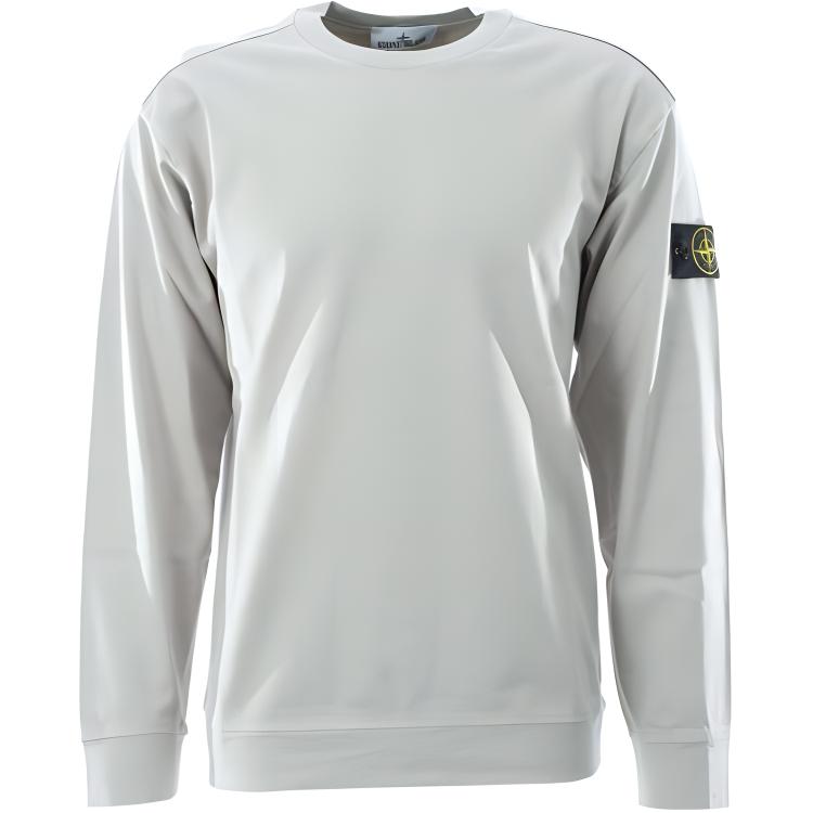Stone Island Gray Crewneck Sweatshirt with Side Badge Logo Long Sleeve 811563750-V0060