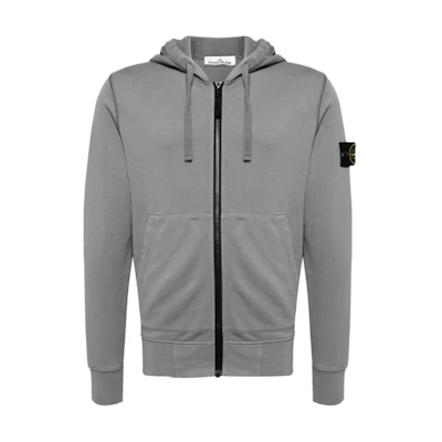 Stone Island Gray Hoodie with Badge and Zipper 811564251-V0066