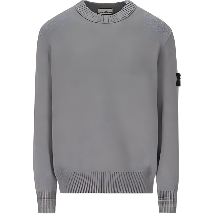 Stone Island Gray Logo Straight-Cut Pullover Long Sleeve Sweatshirt 8115506A2-V0M64