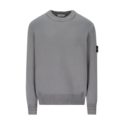 Stone Island Gray Logo Straight-Cut Pullover Long Sleeve Sweatshirt 8115506A2-V0M64