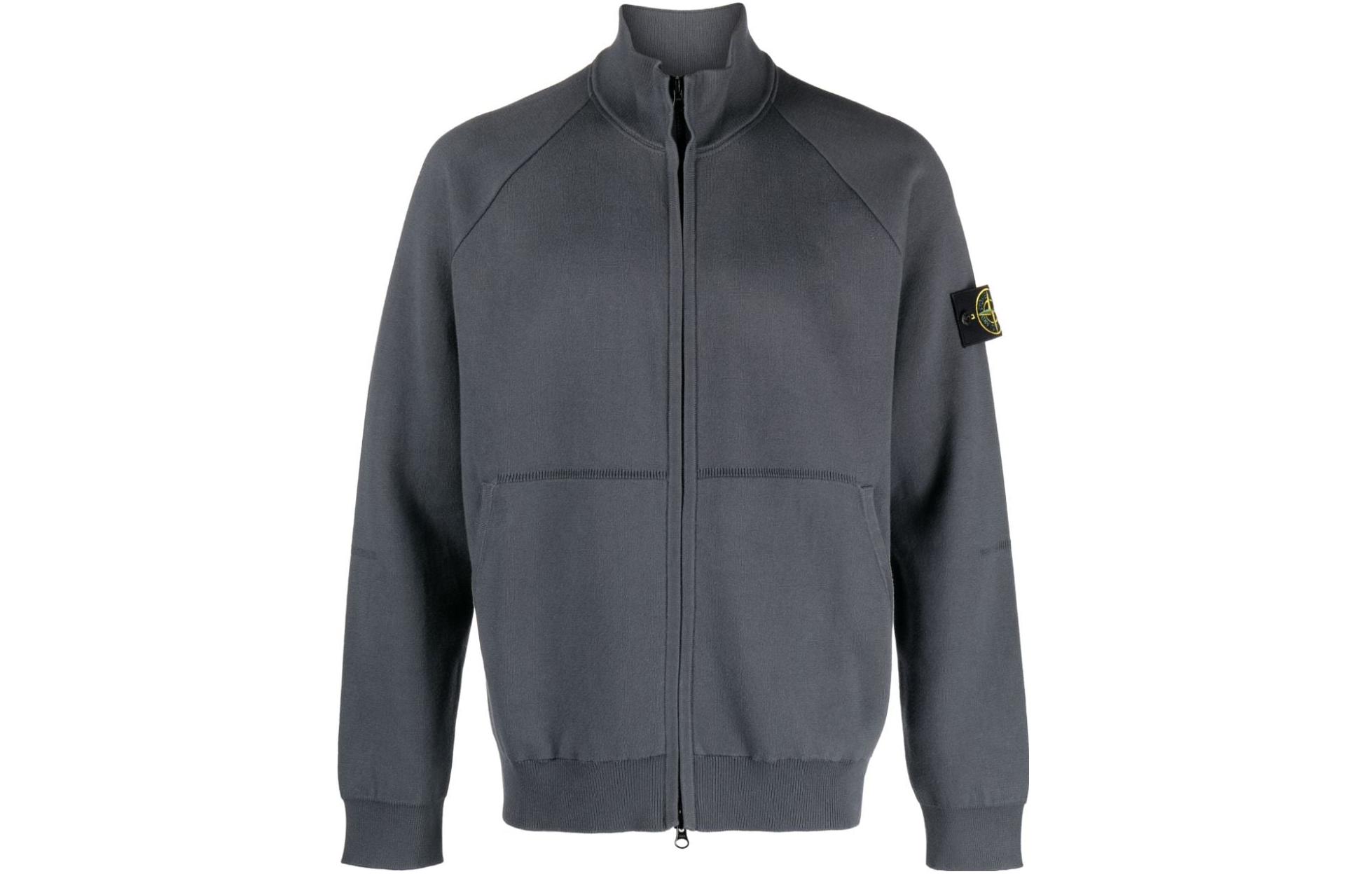Stone Island Gray Stand Collar Zip-Up Sweatshirt 7915528A6-V0062