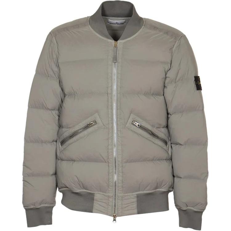 Stone Island Gray Zip-Up Baseball Collar Jacket for Men 811540228-V0066