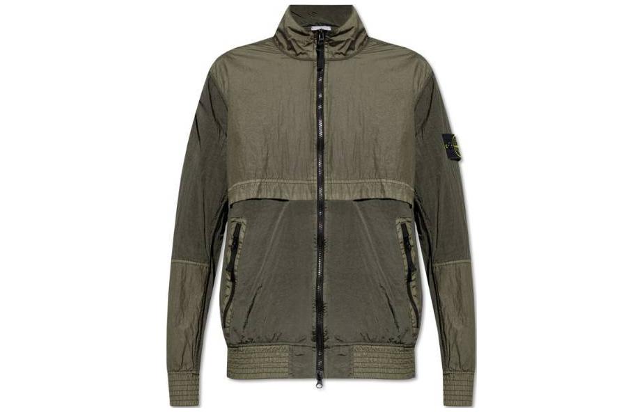 Stone Island Green Color-Block Zip-Up Jacket Long Sleeve 8015419200-V0059