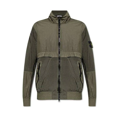 Stone Island Green Color-Block Zip-Up Jacket Long Sleeve 8015419200-V0059
