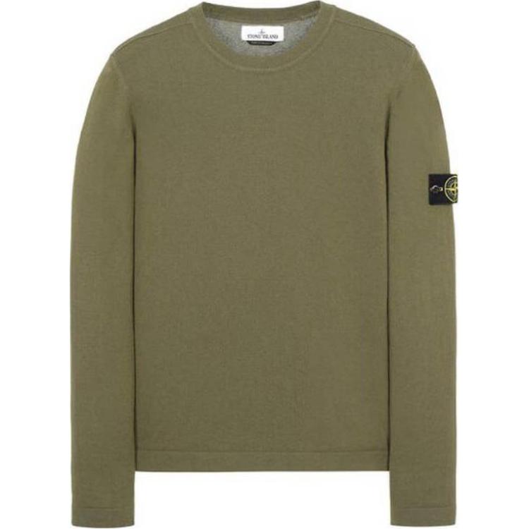 Stone Island Green Crewneck Logo Long Sleeve Sweatshirt for Men 7415532B9-V0058