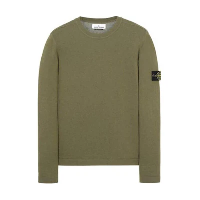 Stone Island Green Crewneck Logo Long Sleeve Sweatshirt for Men 7415532B9-V0058