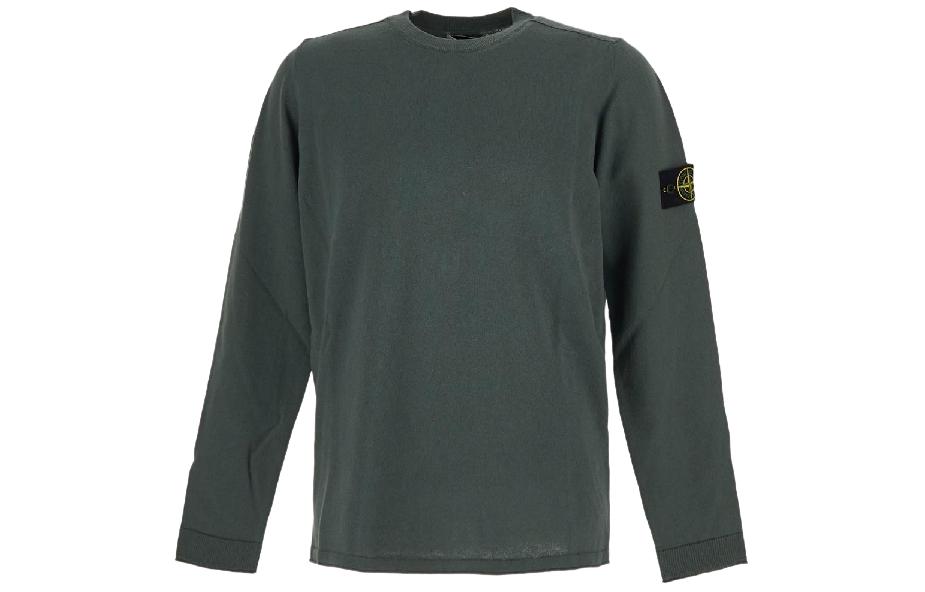 Stone Island Green Crewneck Logo Sweatshirt 8015532B9-V0059