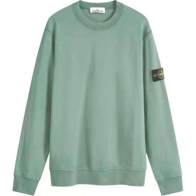 Stone Island Green Crewneck Pullover Sweatshirt with Logo Print POIZON2406211372