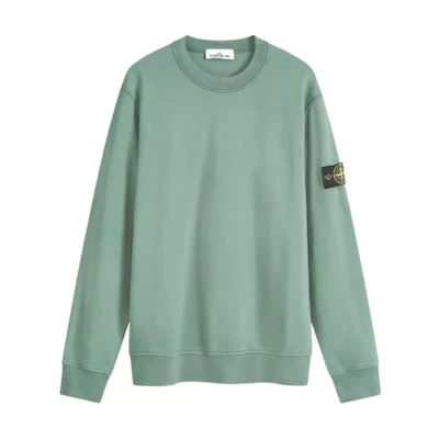 Stone Island Green Crewneck Pullover Sweatshirt with Logo Print POIZON2406211372