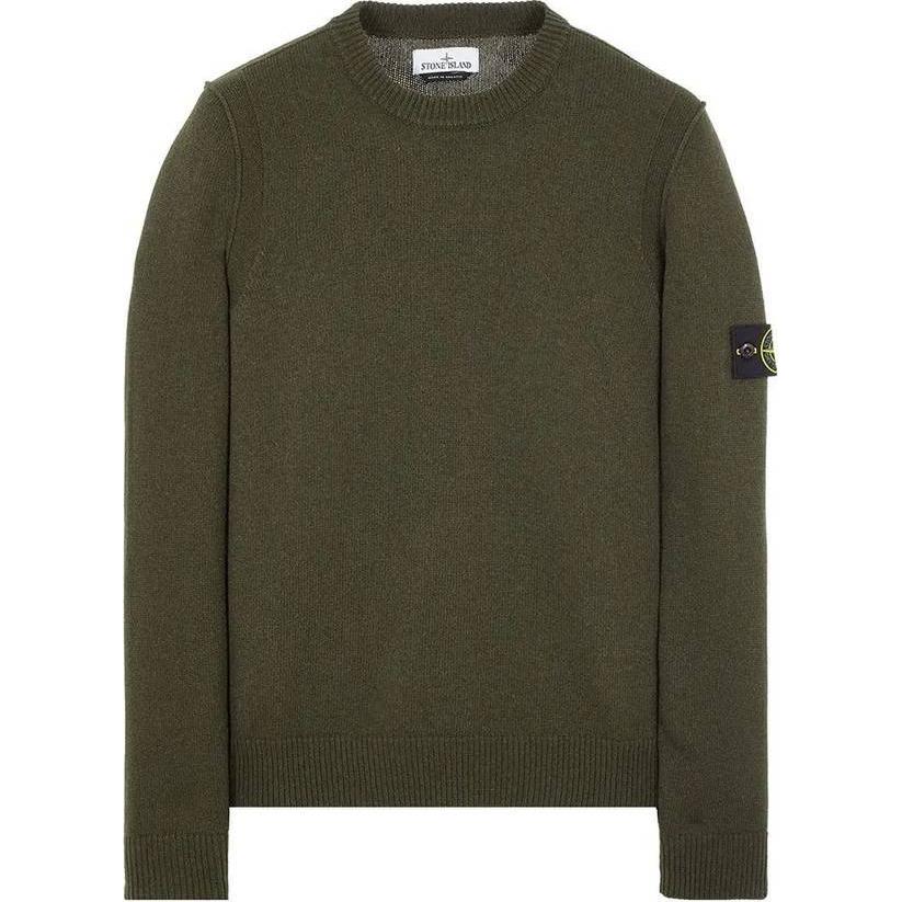 Stone Island Green Crewneck Sweatshirt Long Sleeve Solid Color Fit 7915508A3-V0058
