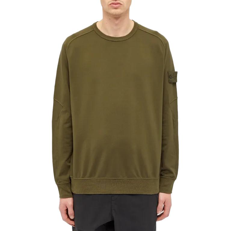 STONE ISLAND Green Crewneck Sweatshirt with Embroidered Logo for Men. 7215637F3-V0054 圖 5