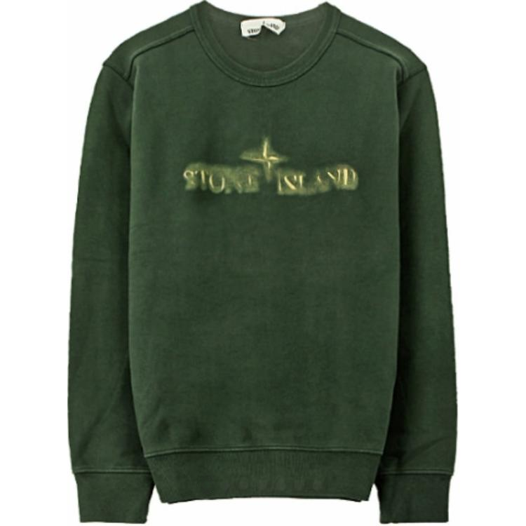Stone Island Green Crewneck Sweatshirt with Letter Print for Men 711562790-V0057