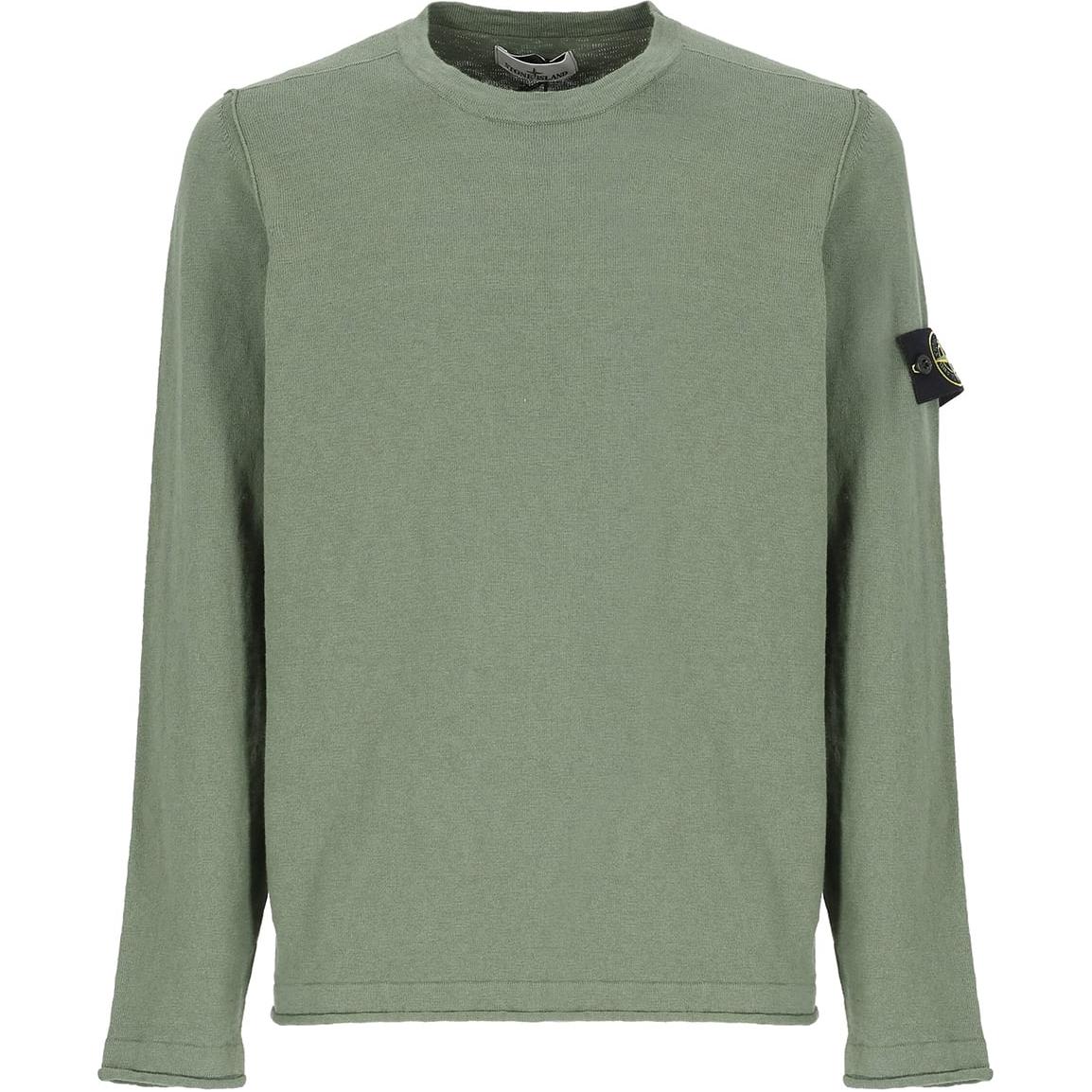Stone Island Green Crewneck Sweatshirt with Logo for Men MO8015502B0-V0059