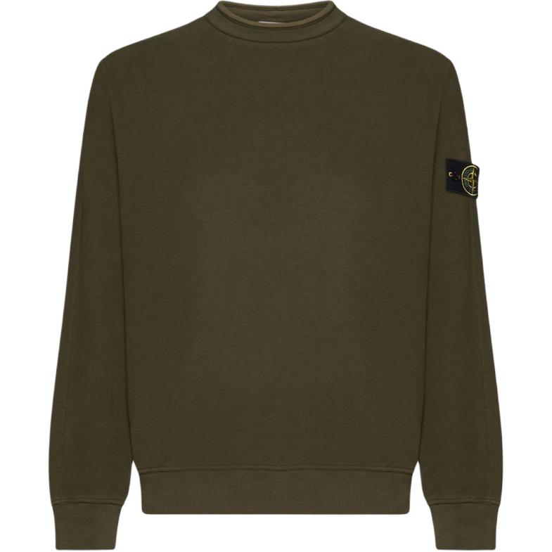 Stone Island Green Crewneck Sweatshirt with Logo Patch 791561352-V0058