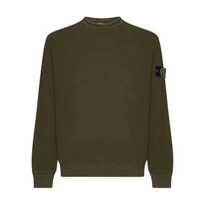 Stone Island Green Crewneck Sweatshirt with Logo Patch 791561352-V0058