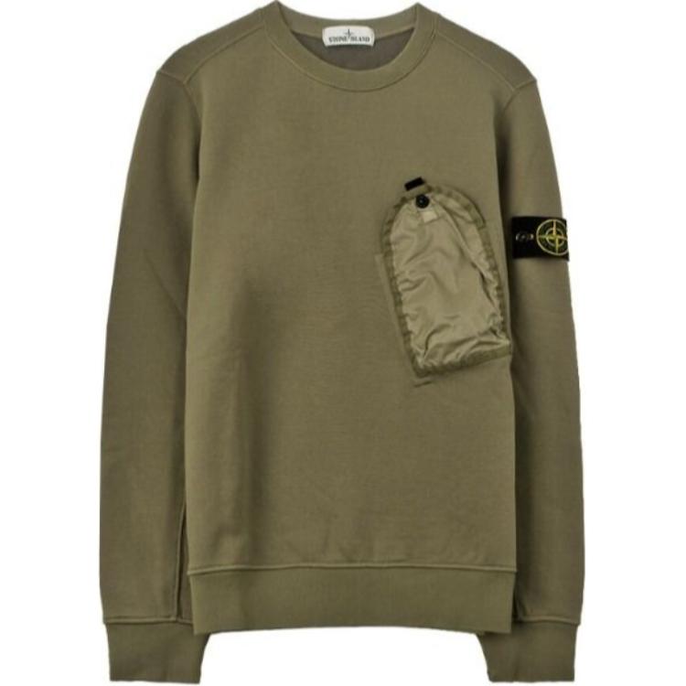 Stone Island Green Crewneck Sweatshirt with Patch Pocket 711564046-V0068