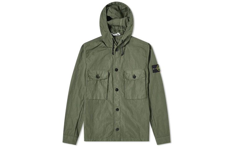 Stone Island Green Drawstring Hooded Jacket for Men 721512408-V0058