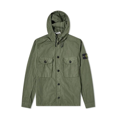 Stone Island Green Drawstring Hooded Jacket for Men 721512408-V0058