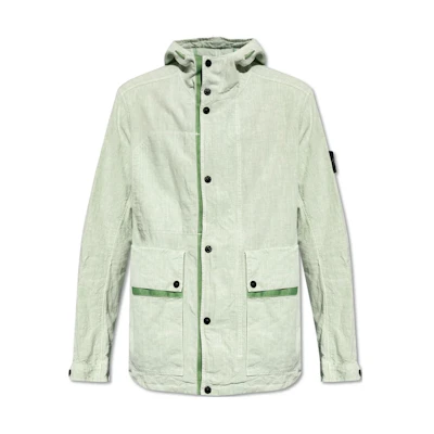 Stone Island Green Full-Zip Hoodie Jacket with Logo and Long Sleeves 8015422300-V0052